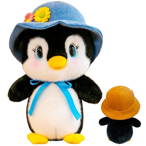 AQCQDQ Pinguin Kuscheltier Pinguin Plüschtier Kuscheltier Plüsch Pinguin mit Hut Stofftier Plüschtier Kuscheltier Süß,Pinguin Puppe für Schlafzimmer Wohnzimmer Wohnung (23 cm,Blau) von AQCQDQ