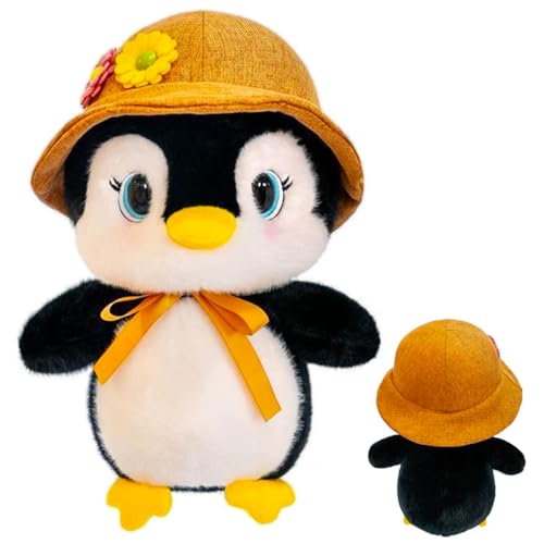 AQCQDQ Pinguin Kuscheltier Pinguin Plüschtier Kuscheltier Plüsch Pinguin mit Hut Stofftier Plüschtier Kuscheltier Süß,Pinguin Puppe für Schlafzimmer Wohnzimmer Wohnung (23 cm,Orange) von AQCQDQ