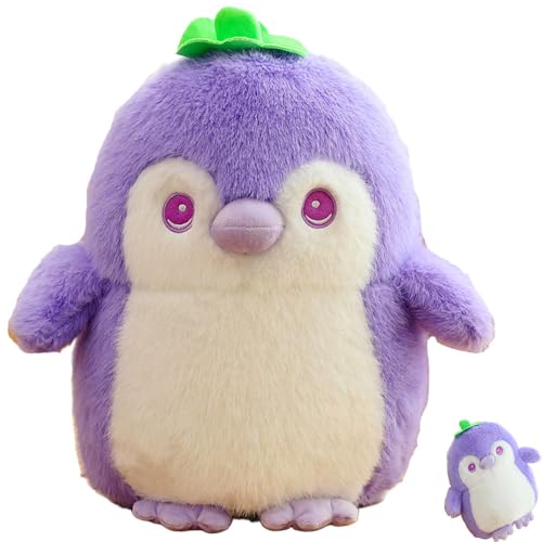 AQCQDQ Pinguin Kuscheltier Süß Pinguin Kuscheltier Stofftier Schmusetier zum Pinguin Kuscheltier, Plüschpinguin Geschenke für Jungen Mädchen Kinder für Schlafzimmer Wohnzimmer Wohnung (45 cm,Grapes) von AQCQDQ