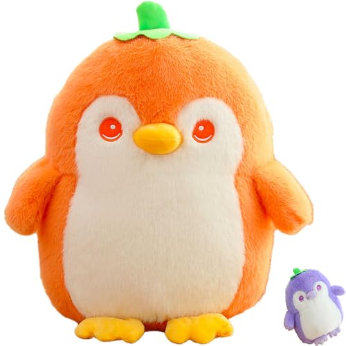 AQCQDQ Pinguin Kuscheltier Süß Pinguin Kuscheltier Stofftier Schmusetier zum Pinguin Kuscheltier, Plüschpinguin Geschenke für Jungen Mädchen Kinder für Schlafzimmer Wohnzimmer Wohnung (45 cm,Orange) von AQCQDQ