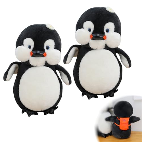 AQCQDQ Pinguin Kuscheltier mit Rucksack, Pinguin Plüschtier Cartoon Stofftier Spielzeug Gefüllte, Süße Flauschig Pinguinpuppe Plüsch Spielzeug Geschenk für Kinder, Freunde (40 cm,2pcs) von AQCQDQ