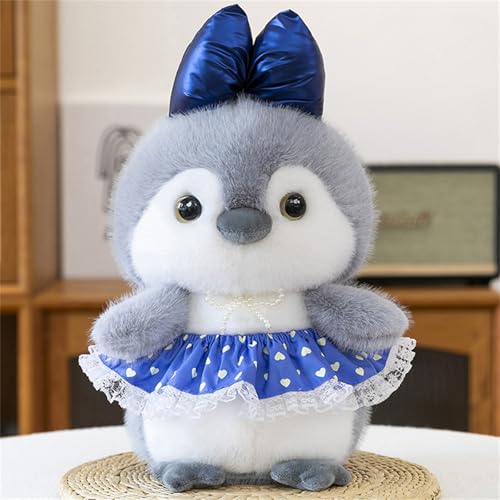 AQCQDQ Pinguin Plüschpuppe, Süße Pinguin Plüsch Spielzeug, Plüschpinguin Kissen Puppe, Rock-Pinguin-Plüschtier, Geschenk für Fans Kinder Mädchen Jungen (27 cm,Blau) von AQCQDQ