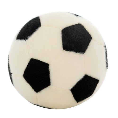 AQCQDQ Plüsch Flauschige Stoffball, Fußball Spielzeug Fussball Fußbälle Gefüllte Fußbälle Kissen, Sport zum Spielen und Kuscheln, Weiches Schmusetier für Mädchen, Jungen, Babys (25 cm,Weiß) von AQCQDQ