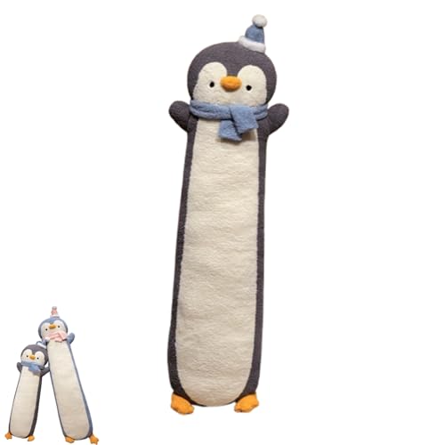 AQCQDQ Plüsch Pinguin Kuscheltier, Pinguin Kissen, Pinguin Stofftier, Cartoon Weiches Pinguin Nackenkissen Puppen, Pinguin Plüschtier für Mädchen Jungen (120cm,Grau) von AQCQDQ