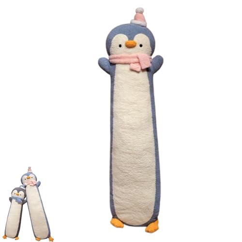 AQCQDQ Plüsch Pinguin Kuscheltier, Pinguin Kissen, Pinguin Stofftier, Cartoon Weiches Pinguin Nackenkissen Puppen, Pinguin Plüschtier für Mädchen Jungen (90cm,Blau) von AQCQDQ
