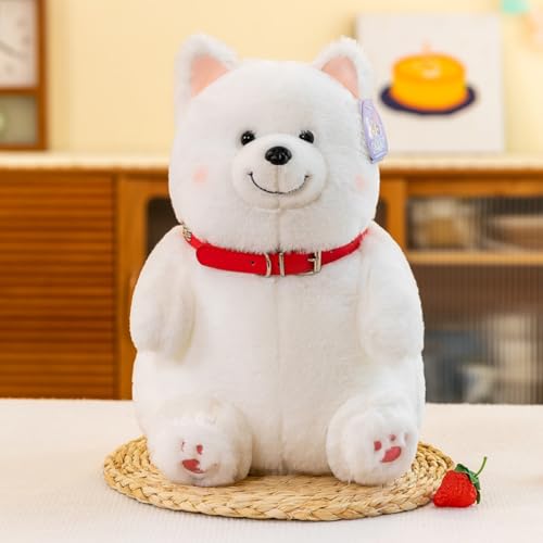 AQCQDQ Plüschtier Hund Weiß, Hund Stofftier Spielzeug, Kuscheltier Hundekissen, Kawaii Simuliertes Tier Hundespielzeug, Geschenk für Freunde und Kinder (45cm) von AQCQDQ