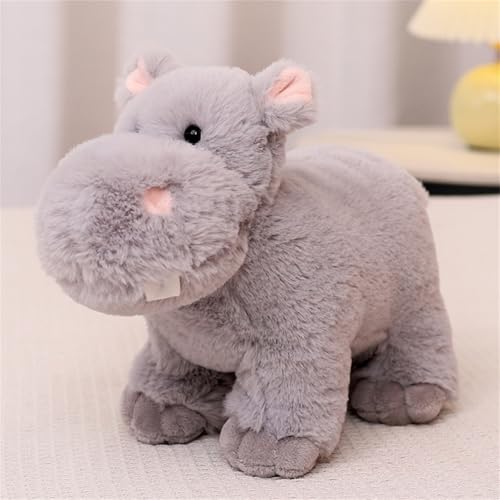 AQCQDQ Plüschtier Nilpferd Puppe Stofftier Kissen Kuscheltier Nashorn,zum Spielen und Kuscheln, Weiches Schmusetier für Mädchen, Jungen, Babys (25 cm,Grau) von AQCQDQ