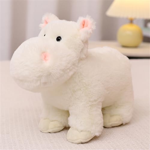 AQCQDQ Plüschtier Nilpferd Puppe Stofftier Kissen Kuscheltier Nashorn,zum Spielen und Kuscheln, Weiches Schmusetier für Mädchen, Jungen, Babys (30 cm,Weiß) von AQCQDQ
