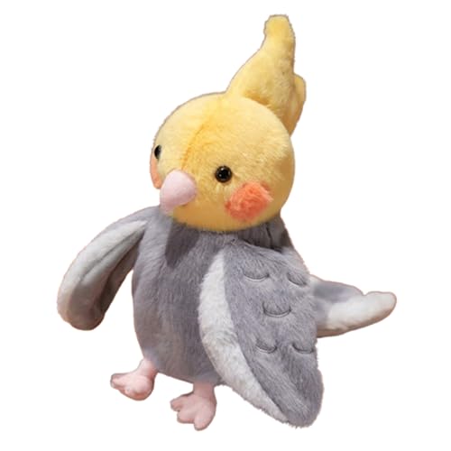 AQCQDQ Plüschtier Papagei Stofftier,20cm Niedliche Plüsch Papagei Stofftier Kuscheltier Plüschtier,Bauchrednerpuppe,Realistisch Kuscheltier,Plüsch Spielzeug für Kinder Mädchen Jungen (Grau) von AQCQDQ