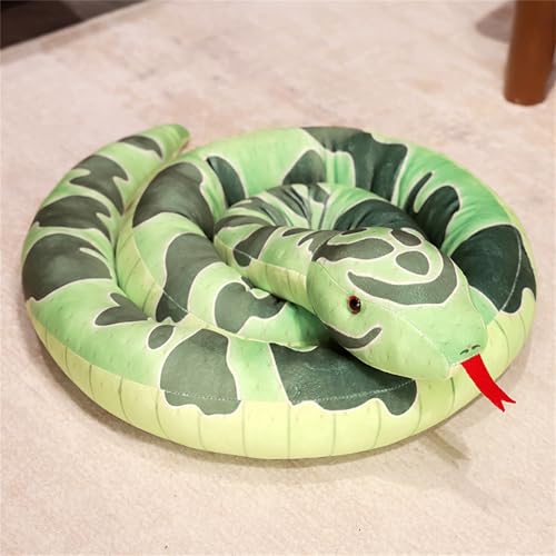 AQCQDQ Plüschtier Schlange Kuscheltier, Realistische Python Plüsch Spielzeug, Plüschpuppen, Schlangenspielzeug für Kinder als Party Streich Requisiten (190 cm,Grün) von AQCQDQ