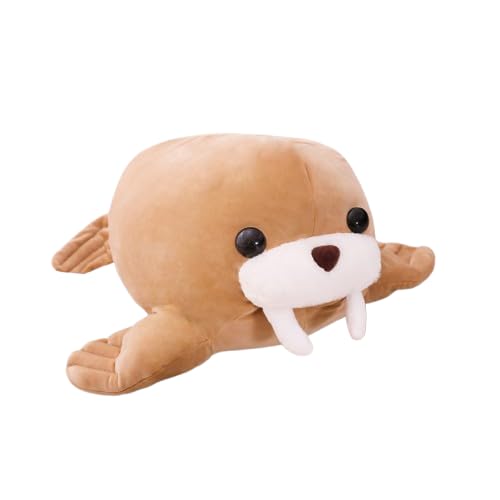 AQCQDQ Plüschtier Walross 55 cm,riesen Plüsch Walroß Kuscheltier, Kuscheltiere Stofftiere Robbe Robben Walrosse Eismeer Tier,maritimes Kuscheltier,Plüschtier als Geschenk Walrus (45 cm,Hellbraun) von AQCQDQ