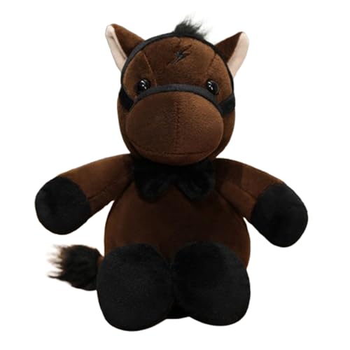 AQCQDQ Plüschtiere Pferd, Pferd Kuscheltier Stehend Pony Horse Plush Toy Plüschpuppe, das niedliche Geschenk für Pferdefreunde, für Kinder Jungen Mädchen Geburtstagsgeschenk (28 cm,Dunkelbraun) von AQCQDQ