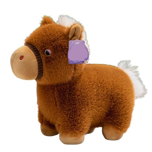 AQCQDQ Plüschtiere Pferd,Lebensecht Stehend Pferd Plüsch,Flauschiger Stofftier zum Spielen Gemütliches Schmusetier Plüsch Pferd,Simulation Kuscheltier Klein Plüsch Pferd (45cm,Braun) von AQCQDQ