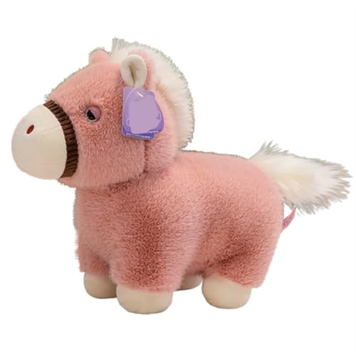 AQCQDQ Plüschtiere Pferd,Lebensecht Stehend Pferd Plüsch,Flauschiger Stofftier zum Spielen Gemütliches Schmusetier Plüsch Pferd,Simulation Kuscheltier Klein Plüsch Pferd (45cm,Rosa) von AQCQDQ