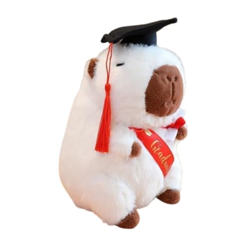 AQCQDQ Plush Toy Capybar Plüschtier,Stofftier Kawaii Capybara Plüsch Kissen,Graduation Gift,Niedliche Capybara Kuscheltier Plüschtier,Geschenk für Kinder Mädchen (Weiß) von AQCQDQ