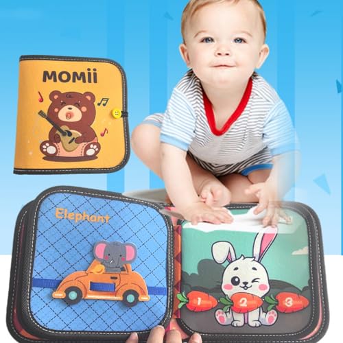 AQCQDQ Das interaktive Baby Stille Buch, Montessori Spielzeug 2 Jahre, Weichem Filzbuch für Frühe Bildung, Sensorik, Feinmotorik, Kreativität (Bär) von AQCQDQ