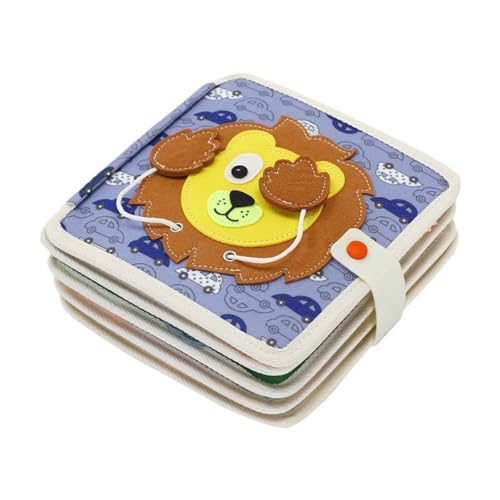 AQCQDQ Quiet Book, Das interaktive Baby Stille Buch, Montessori Spielzeug 2 Jahre, Weichem Filzbuch für Frühe Bildung, Sensorik, Feinmotorik, Kreativität (Löwe) von AQCQDQ