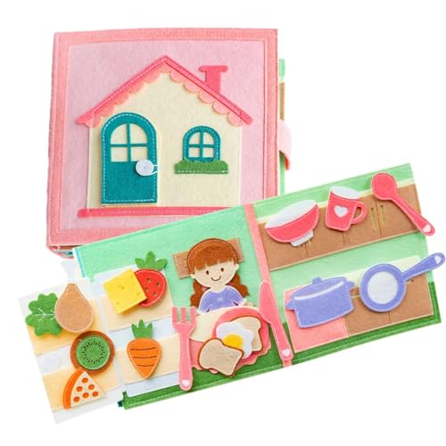 AQCQDQ Quiet Book, Das interaktive Baby Stille Buch, Montessori Spielzeug 2 Jahre, Weichem Filzbuch für Frühe Bildung, Sensorik, Feinmotorik, Kreativität für Junge Mädchen (Rosa) von AQCQDQ