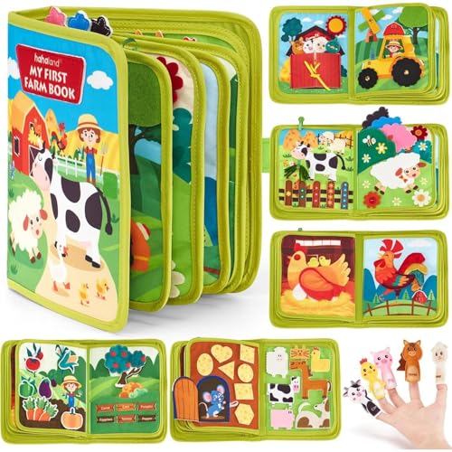 AQCQDQ Quiet Book, Montessori Spielzeug 2 Jahre, Das interaktive Baby Stille Buch, Weichem Filzbuch für Frühe Bildung, Sensorik, Feinmotorik, Kreativität (Hühner) von AQCQDQ
