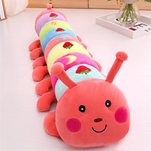 AQCQDQ Raupe Kuscheltier, Weiches Süßes Buntes Raupenspielzeug, Raupe Stofftier, Weiches langes Wurfkissen, Geschenk für Kinder Mädchen Jungen (50 cm,Rosa) von AQCQDQ