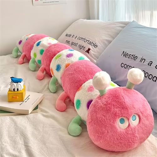 AQCQDQ Raupe Stofftier Plüsch, Bunte Raupe Kuscheltier, Raupenkissen, Plüsch Spielzeug zum Kuscheln & Spielen, Kinder Plüschpuppen (40 cm,Rosa) von AQCQDQ