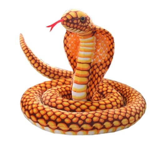 AQCQDQ Realistische Plüsch-Königskobra, Plüschtiere, Große Plüschtier Plüschschlangeniedliche Plüschtiere, echtes Aussehen, geeignet für Wohnzimmer-Halloween-Dekoration (170 cm,gelb) von AQCQDQ