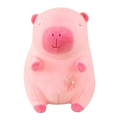 AQCQDQ Rosa Kirschblüten Capybara Kissen, Rosa Capybara Puppe Wasserschwein Kuscheltier Plüschkissen Stofftier Spielzeug, Capybara Frühling Dekorative Geschenk Zum Kuscheln, Spielen (50 cm) von AQCQDQ