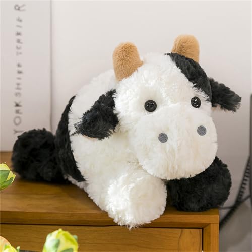 AQCQDQ Schaf Kuh Kuscheltier Plüschtier, Süße Realistische Weiß Schaf Kuh Flauschiger Stofftier Bauernhoftier Plüsch Spielzeug Zum Kuscheln Und Spielen Geschenk (50 cm,Kuh) von AQCQDQ