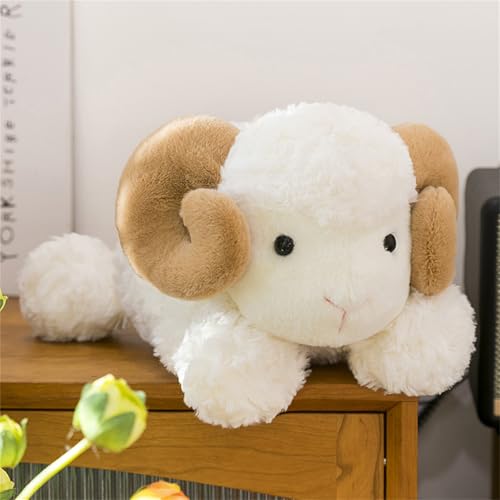 AQCQDQ Schaf Kuh Kuscheltier Plüschtier, Süße Realistische Weiß Schaf Kuh Flauschiger Stofftier Bauernhoftier Plüsch Spielzeug Zum Kuscheln Und Spielen Geschenk (50 cm,Schaf) von AQCQDQ