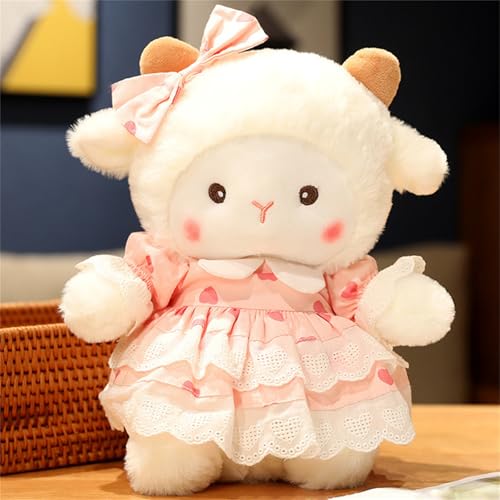 AQCQDQ Schaf Kuscheltier Klein, The Sheep Schaf Kuscheltier, Weich Schaf Plüschtier Stofftier, Stand Simuliertes Tier Kawaii Schaf Kuscheltier, Schaf Plüschtiere für Kinder (33 cm,B) von AQCQDQ