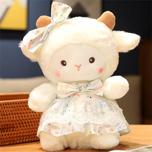 AQCQDQ Schaf Kuscheltier Klein, The Sheep Schaf Kuscheltier, Weich Schaf Plüschtier Stofftier, Stand Simuliertes Tier Kawaii Schaf Kuscheltier, Schaf Plüschtiere für Kinder (33 cm,E) von AQCQDQ