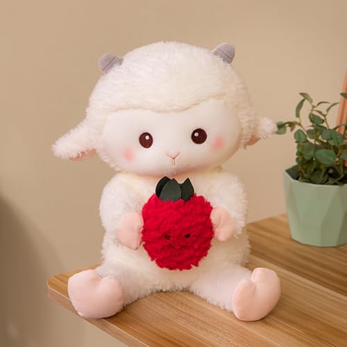 AQCQDQ Schaf Plüschtier, Schaf Stofftier, Schaf Kuscheltier, Niedliche Erdbeere Schaf Puppe Simuliertes Tier Kawaii Plüschtiere Schaf Puppen, Geschenk für Freunde und Kinder (20cm) von AQCQDQ