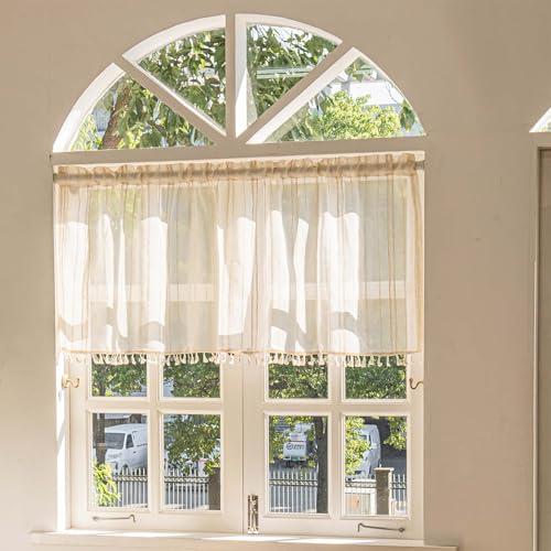 AQCQDQ Scheibengardine Küchengardinen, Halbtransparenter Vorhangvolant, Bistrogardine Moderne Kleines Fenstervorhang Küchengardine für Café Balkontür und Fenster (100x46cm,A) von AQCQDQ