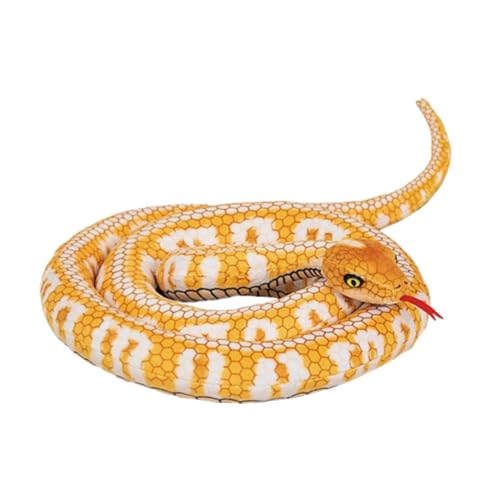 AQCQDQ Schlange Kuscheltier, Realistische PlüSchschlange, Schlange Plüschtier, zum Spielen und Kuscheln, Weiches Schmusetier für Mädchen, Jungen, Babys (190 cm,Goldgelb) von AQCQDQ