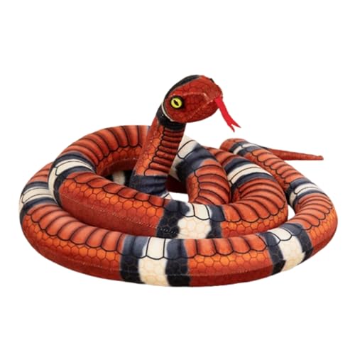AQCQDQ Schlange Kuscheltier, Realistische PlüSchschlange, Schlange Plüschtier, zum Spielen und Kuscheln, Weiches Schmusetier für Mädchen, Jungen, Babys (190 cm,Rot) von AQCQDQ
