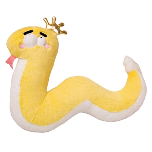 AQCQDQ Schlange Kuscheltier Schlange Plüschtiere with Crown Schlange Plüsch Schlange Kissen für Wohnzimmer Halloween und Themendekorationen (Gelb) von AQCQDQ