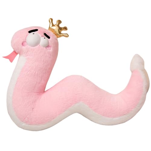 AQCQDQ Schlange Kuscheltier Schlange Plüschtiere with Crown Schlange Plüsch Schlange Kissen für Wohnzimmer Halloween und Themendekorationen (Rosa) von AQCQDQ