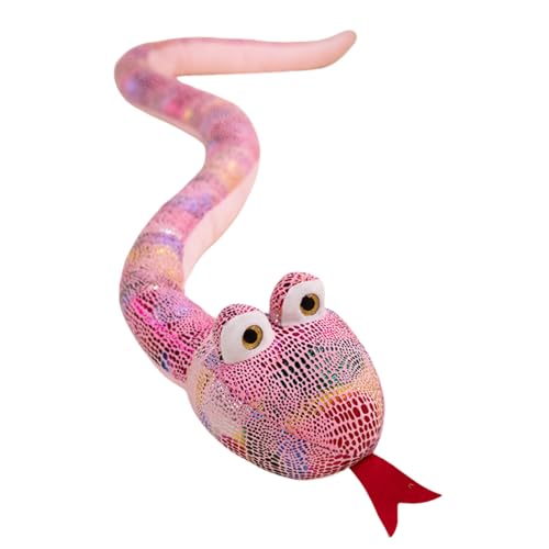 AQCQDQ Schlange Kuscheltier Schlange Spielzeug Bunte Schlange Plüschtiere Realistische Plüschschlange gefüllte Tier Schlange für Geburtstag Party Requisiten (120cm,Rosa) von AQCQDQ