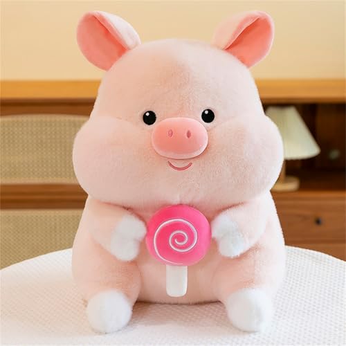 AQCQDQ Schwein Kuscheltier, Niedliches Schweinchen Plüschtier mit Lollipop, Stuffed Animals, Plüschspielzeug, Geschenk für Kinder (50 cm) von AQCQDQ