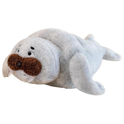 AQCQDQ Siegel Plüschtier, Robben Kuscheltier, Siegel Plüsch Spielzug, Kuscheltie Plüschtier Robbe, Niedliche Siegel Puppe Flauschiges Stofftier, Geschenke für Kinder Freunde und Familie (90cm,Grau) von AQCQDQ
