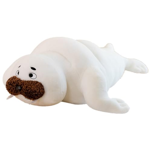 AQCQDQ Siegel Plüschtier, Robben Kuscheltier, Siegel Plüsch Spielzug, Kuscheltie Plüschtier Robbe, Niedliche Siegel Puppe Flauschiges Stofftier, Geschenke für Kinder Freunde und Familie (90cm,Weiß) von AQCQDQ