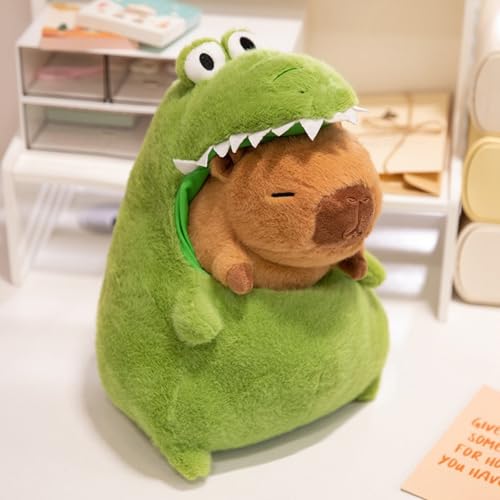 AQCQDQ Simulation Capybara Kuscheltier 2-In-1 Capybara Krokodil Puppen Krokodil Capybara Stofftier Niedlichen Capybara Plüschtier Geschenke für Kinder Jungen Mädchen (30cm) von AQCQDQ
