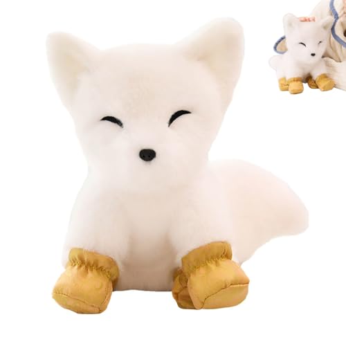 AQCQDQ Simulation Fuchs-Puppe, Plüschtiere Weißer Fuchs Kuscheltier Kissen 22cm, Niedlichen Weich Fuchs Stofftier Plushie Spielzeug Wildtiere Plüsch Geschenk Zum Kuscheln & Spielen (22 cm) von AQCQDQ