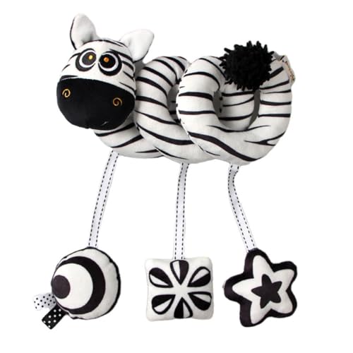 AQCQDQ Spirale Bett Kinderwagen Spielzeug, Autositz Spielzeug für Babys 0-6 Monate Hängende Rassel Bouncer Spielzeug, Schwarz Weiß Kontrast Hängespielzeug (Schwarz Weiß,Zebra) von AQCQDQ