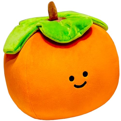 AQCQDQ Stofftier Niedliches Tier Weiche Frucht,Obst Freche Früchtchen Squishy Plüschkissen Stoff Plüschkissen Spielzeug Junge Und Mädchen (Small,Persimmons) von AQCQDQ