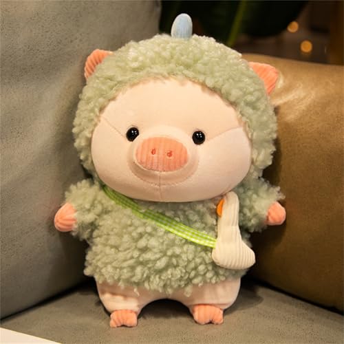 AQCQDQ Süßes Cartoon Schwein Rosa Plüsch Spielzeug, Schwein Verwandlung Kuscheltier, Niedliche Plüschtiere Ferkel Puppe Super Weiche Spielzeug Kissen Zum Kuscheln Und Schlafen (28 cm,Dinosaurier) von AQCQDQ