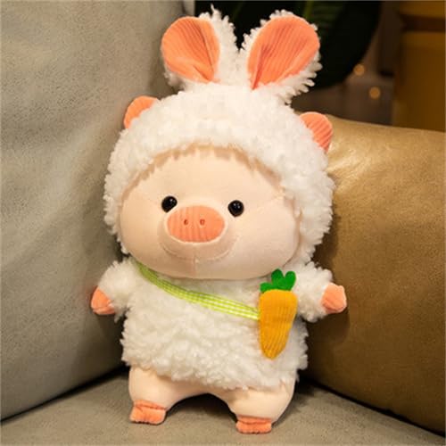AQCQDQ Süßes Cartoon Schwein Rosa Plüsch Spielzeug, Schwein Verwandlung Kuscheltier, Niedliche Plüschtiere Ferkel Puppe Super Weiche Spielzeug Kissen Zum Kuscheln Und Schlafen (38 cm,Häschen) von AQCQDQ