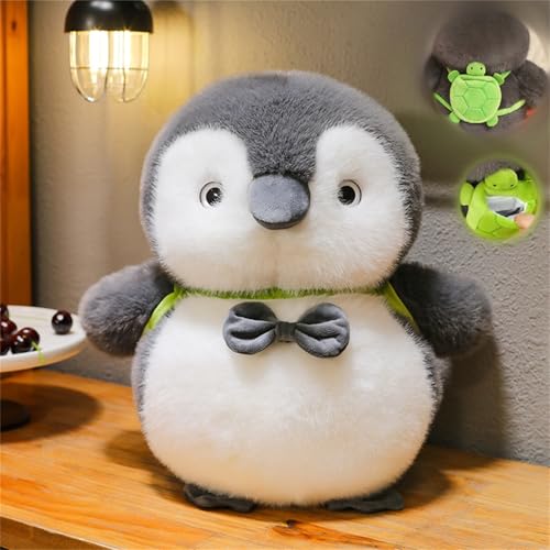 AQCQDQ Süßes Pinguin Kuscheltier Puppe Schlafkissen, Pinguin Geschenk Flauschige Und Weiches Plüsch Plüschkissen Zum Kuscheln Und Spielen, Kaiserpinguin Stofftier Plüsch Spielzeug (30 cm,Grün) von AQCQDQ