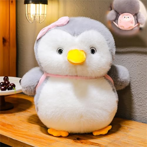 AQCQDQ Süßes Pinguin Kuscheltier Puppe Schlafkissen, Pinguin Geschenk Flauschige Und Weiches Plüsch Plüschkissen Zum Kuscheln Und Spielen, Kaiserpinguin Stofftier Plüsch Spielzeug (30 cm,Rosa) von AQCQDQ
