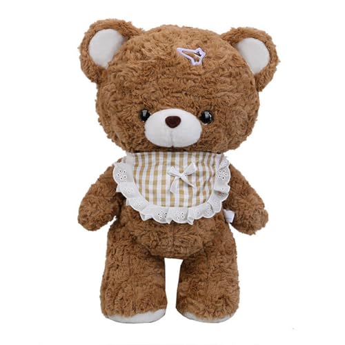 AQCQDQ Teddybär Bär Plüschtier Kuscheltier, Plüsch Bären Spielzeug Stofftierpuppe, Bär Plüschtier mit Karierter Mundauflage, Bär Kuscheltier Spielzeug Dekozimmer Kissen, Geschenk Kinder (50cm,Braun) von AQCQDQ